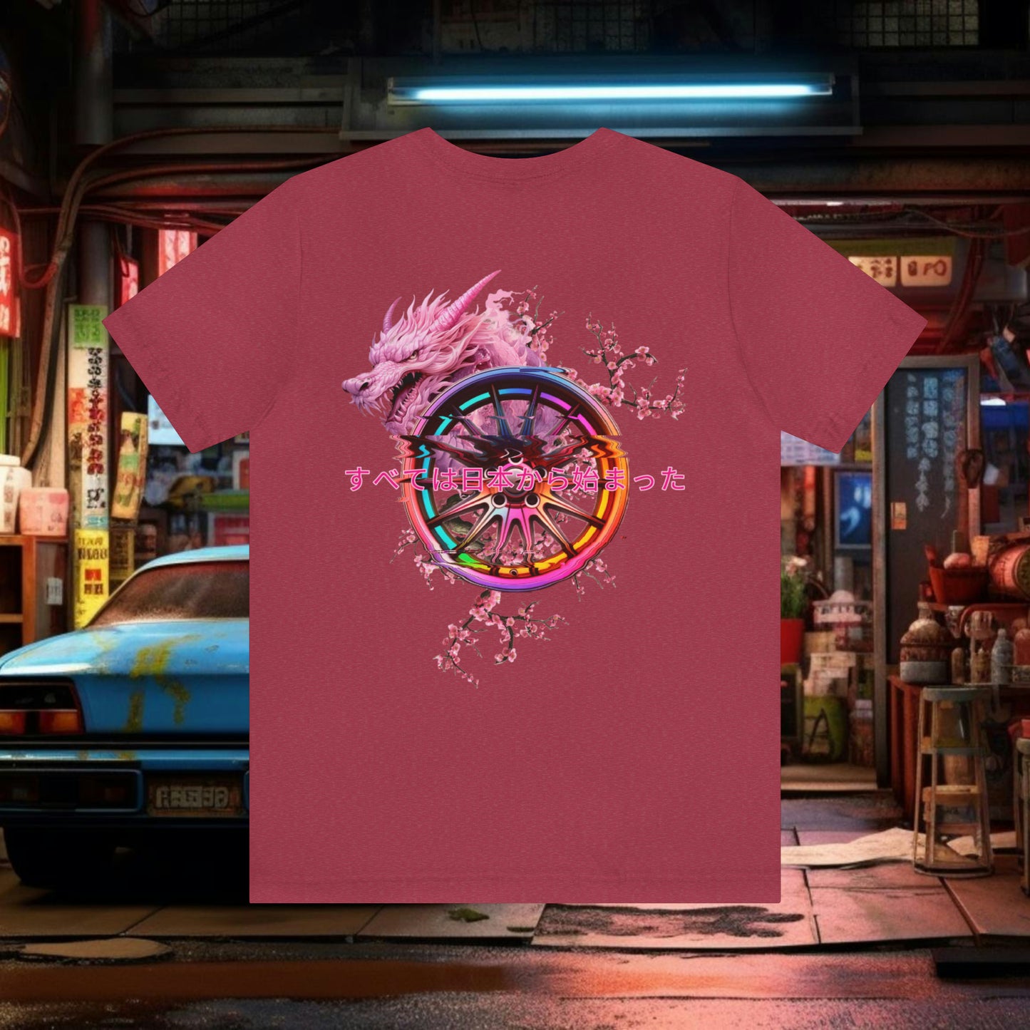 "It all started in Japan" Cherry Blossom Dragon T-Shirt