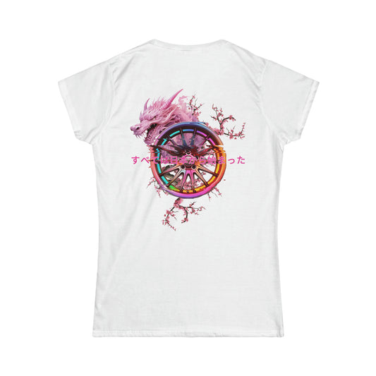 "Tout a commencé au Japon" T-Shirt Femme Dragon Fleur de Cerisier