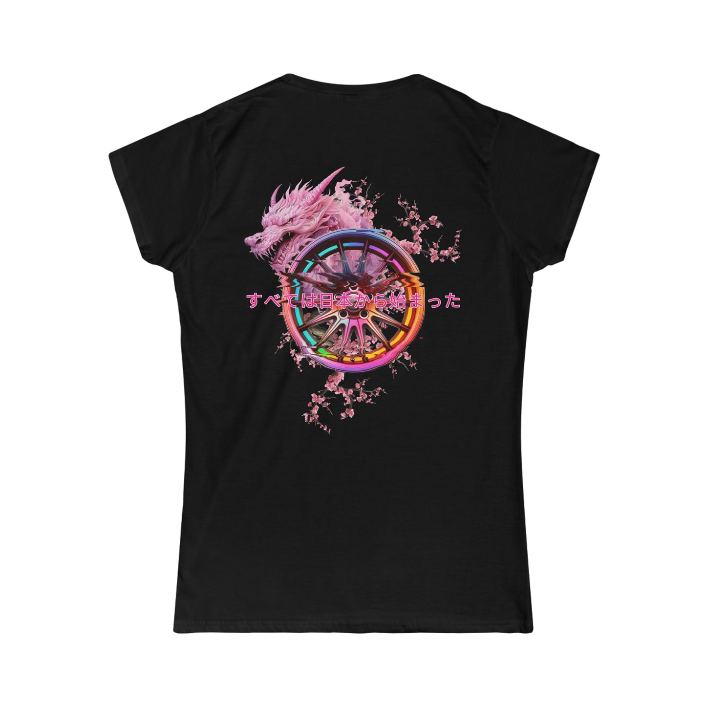 "Tout a commencé au Japon" T-Shirt Femme Dragon Fleur de Cerisier