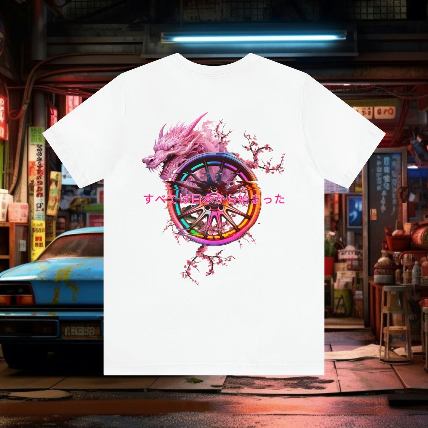 "Tout a commencé au Japon" T-Shirt Dragon Fleur de Cerisier