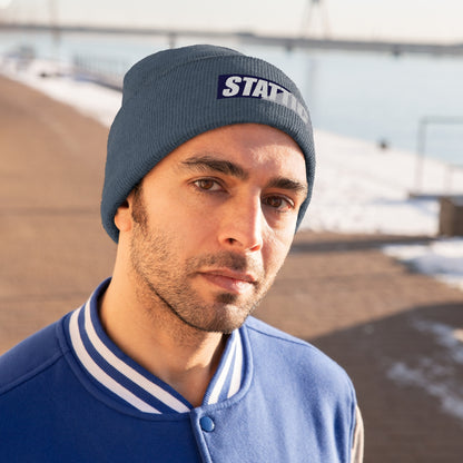 Stattic Co. Bonnet à logo carré bleu marine/gris