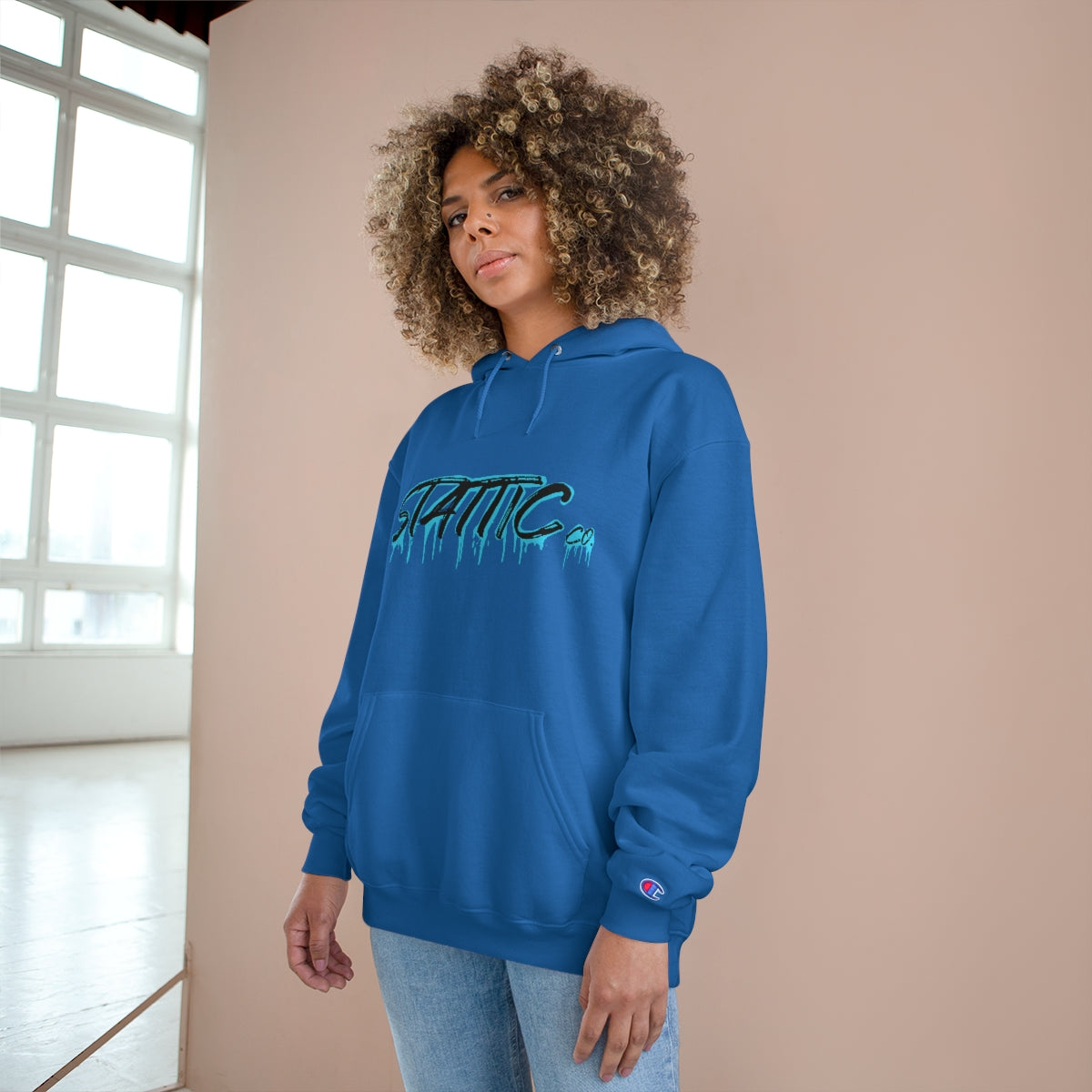 Stattic Blue Drip Hoodie (Champion)