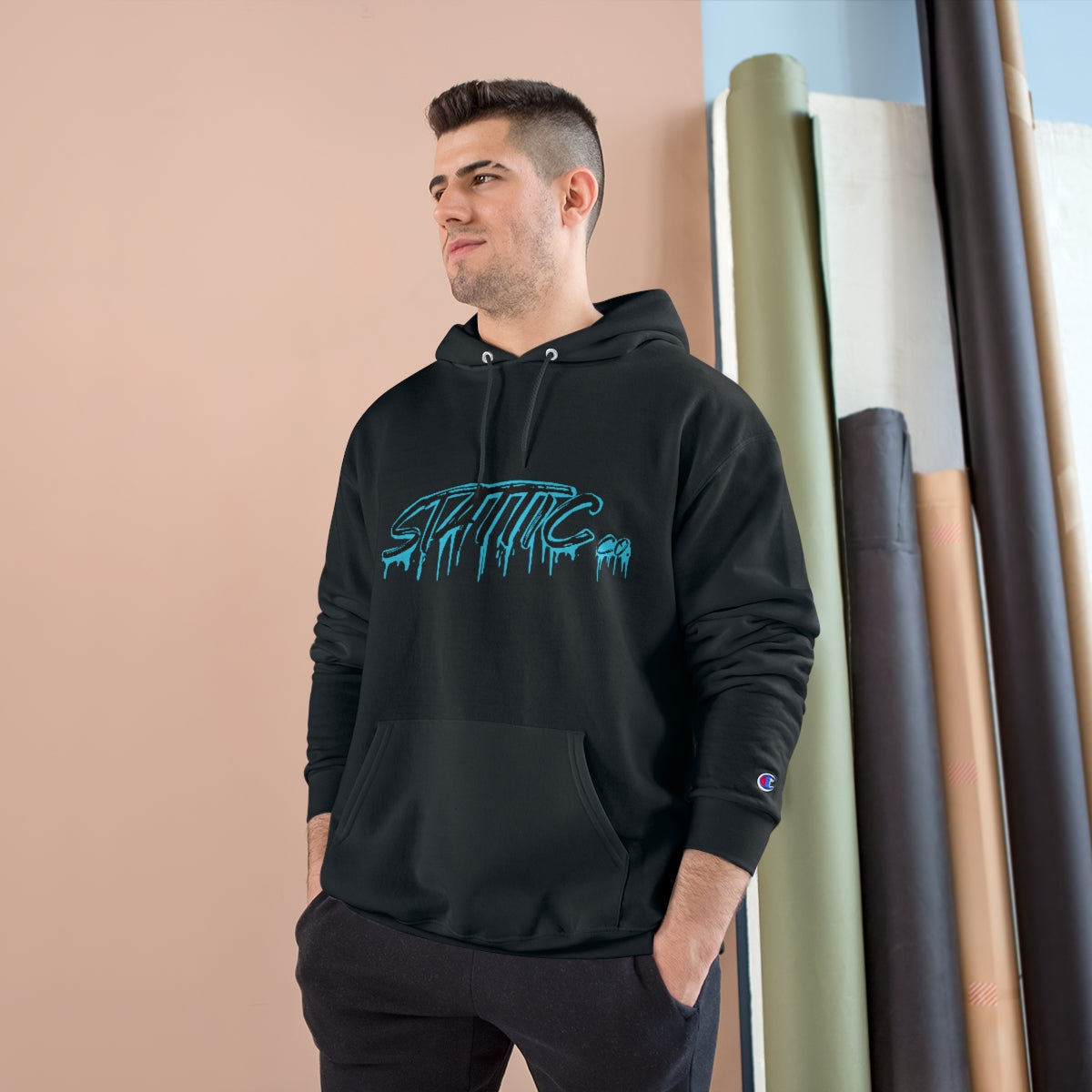 Stattic Blue Drip Hoodie (Champion)