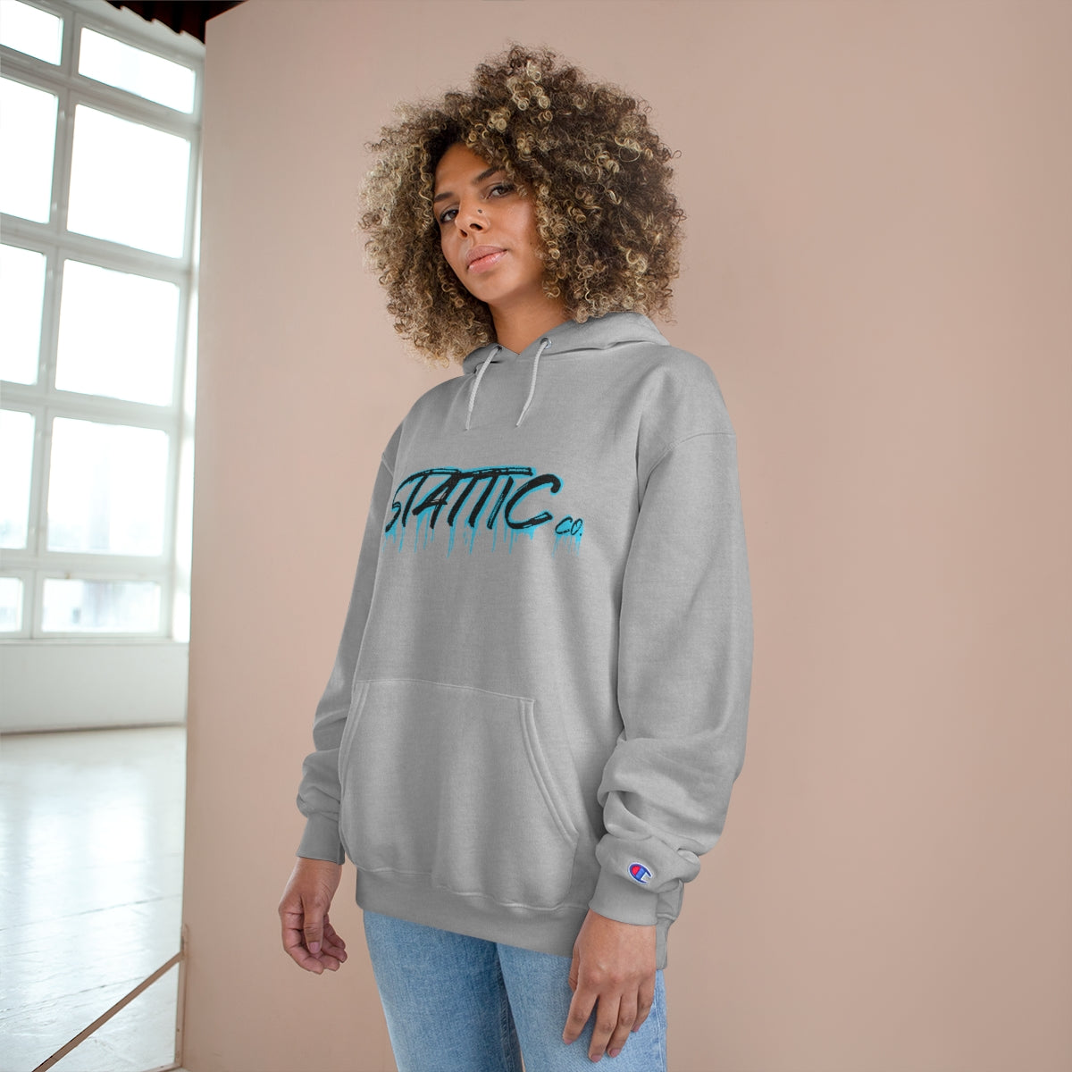 Stattic Blue Drip Hoodie (Champion)