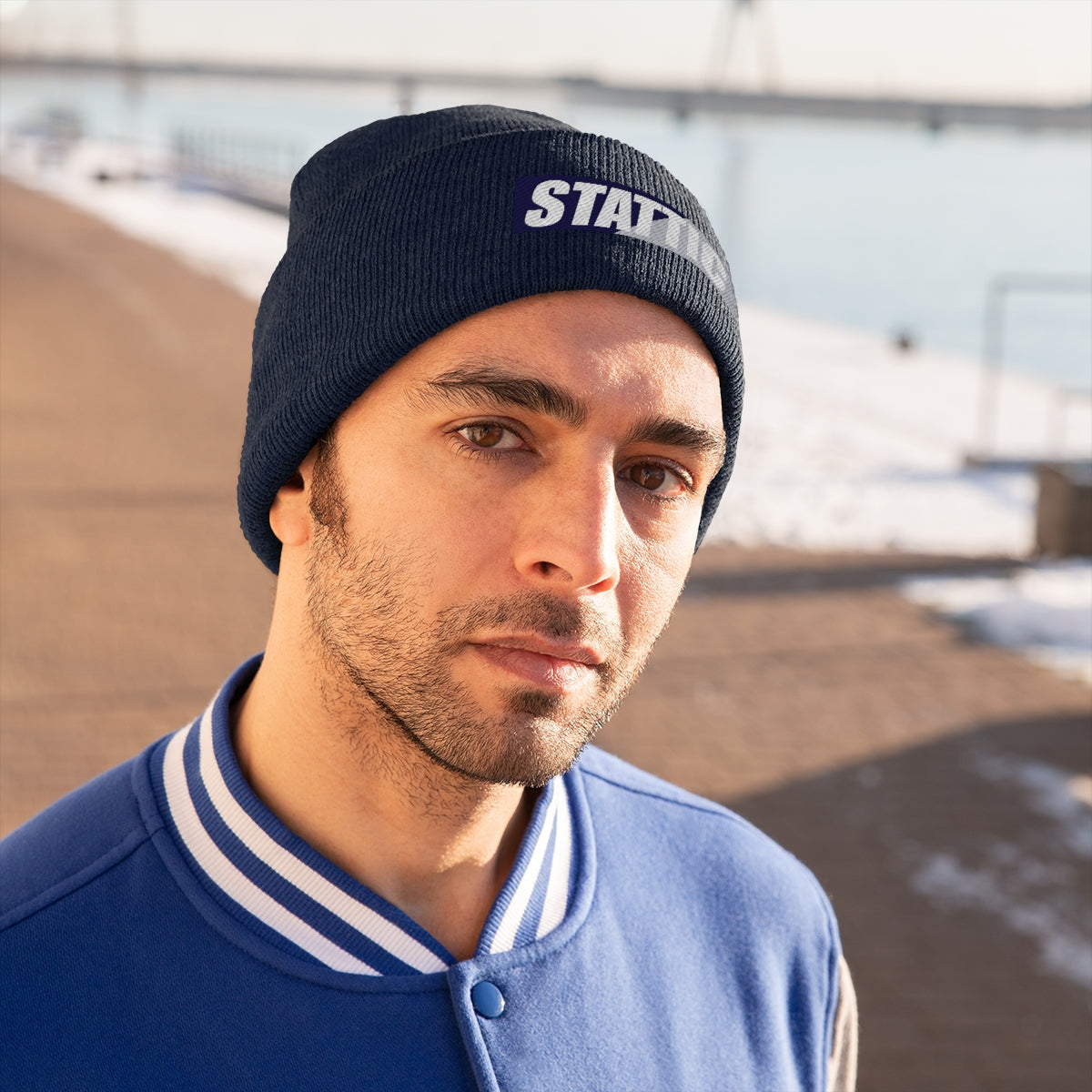 Stattic Co. Navy/Gray Square Logo Beanie